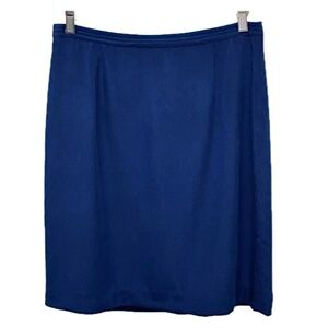 Vintage silk a-line pencil skirt, knee length, blue, 14